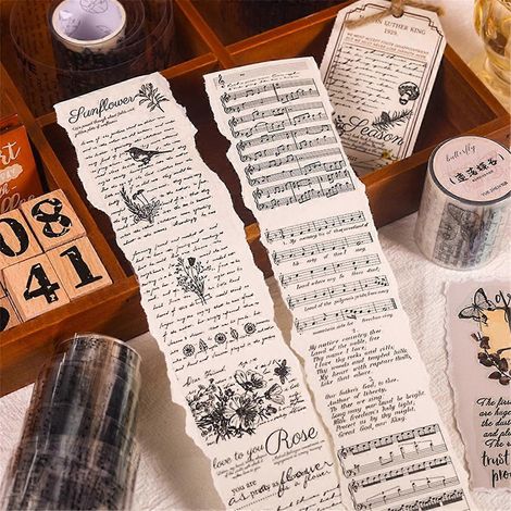 Retro-Collage mit englischem Alphabet, dekoratives Klebeband zum Selbermachen
