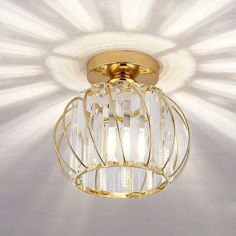 Goldene moderne E27-Deckenleuchte, Kristall-Deckenleuchte, Wohnzimmerleuchte, Küchenleuchte, halb eingelassene Deckenleuchte (1/5)