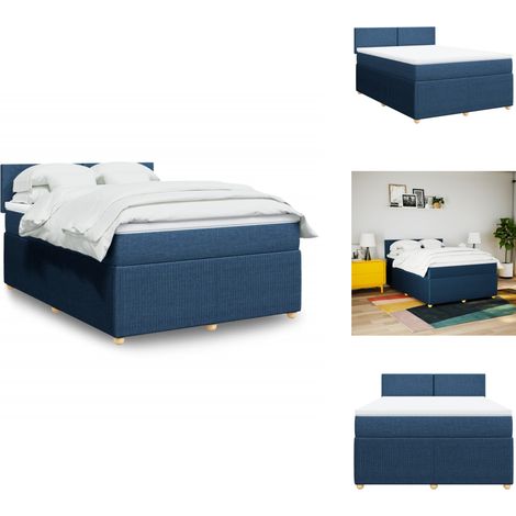 Sommier à lattes de lit avec matelas Bleu 160x200 cm Tissu - Sommier À Lattes De Lit - Sommiers À Lattes De Lit - Lit - Meuble De Chambre À Coucher (1/5)