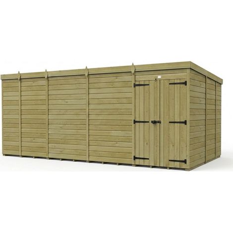 17ft x 9ft Pent Garden Shed Double Door No Windows - Pressure Treated Timber - L518 x W274 x H210 cm - Natural