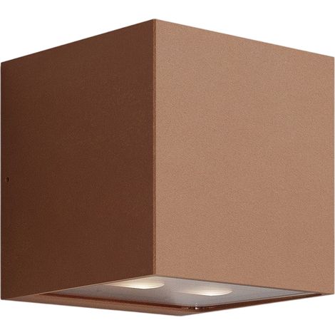 Forward Lampada da parete a 2 luci asimmetrica per esterni, struttura in alluminio finitura Corten, LED 3000K, 10.5W, protezione IP54, 12x12x12 cm (1/3)