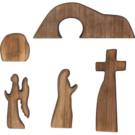 Croix de décoration de tombe vide, signe de jésus en bois, scène de résurrection de pâques, ensemble de plateaux de tombe de jésus (1/5)