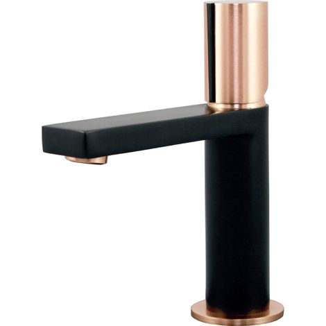 Essebagno Exil niedrige Waschtischarmatur schwarz und roségold
