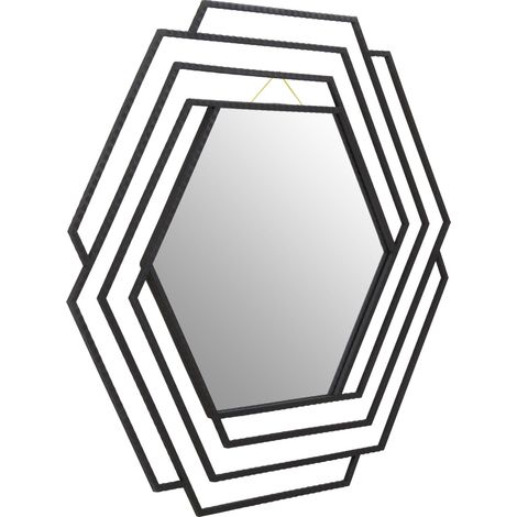 Premier Housewares Beauly Black Finish Hexagonal Wall Mirror (1/4)