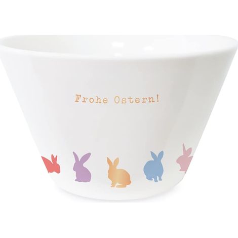 Bol à céréales de Pâques avec or véritable en porcelaine  Motif Joyeuses Pâques, blanc