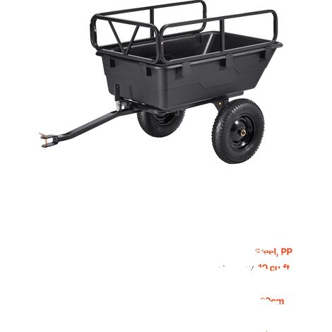 Remorque de jardin, capacité de 500 lbs, stockage de 10 pieds cubes, 10cu.ft Noir (1/2)