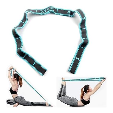 2pcs Sangle de Yoga avec 9 Boucles, Bande Élastique Sport pour Fitness, Pilates et Stretching