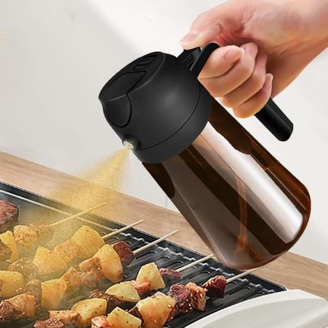 Flacon pulvérisateur d'huile 2-en-1 anti-lumière — Idéal pour friteuses à air et grillades — Capacité : 470 ml — Hauteur : 18,5 cm