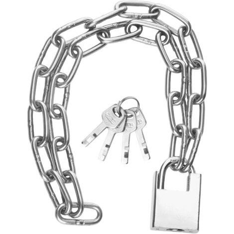Bike lock chain 100 cm, security chain, motorcycle lock, stainless steel with lock and key, for garages, gates, fences and scooters. (1/5)