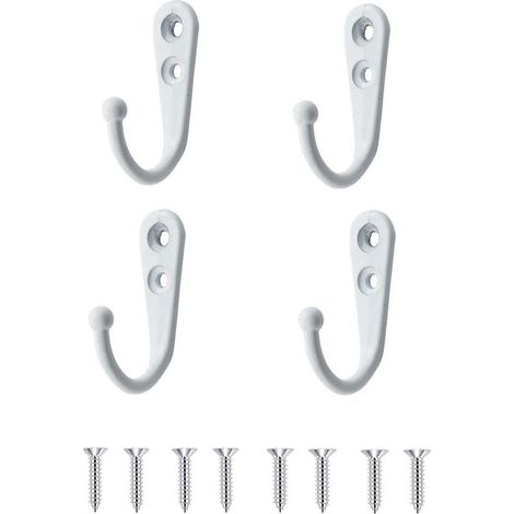 crochets pour chambre, salle de bain, cuisine et étagères de placard (8 vis) - blancs (1/4)