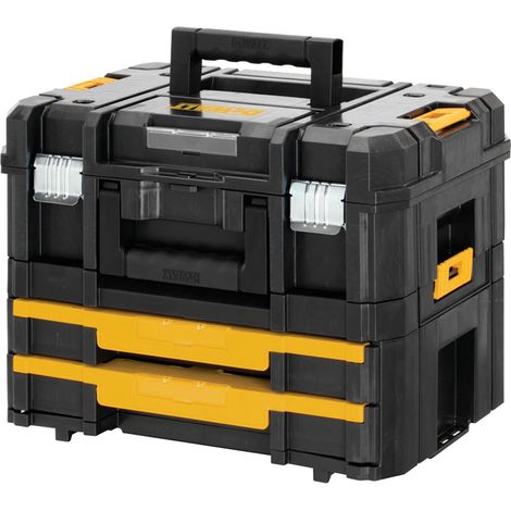 Dewalt – Boîte de rangement empilable T STAK II et IV – 326mm de hauteur – 440mm de largeur – 2 compartiments – Système d'empilage rapide (1/8)