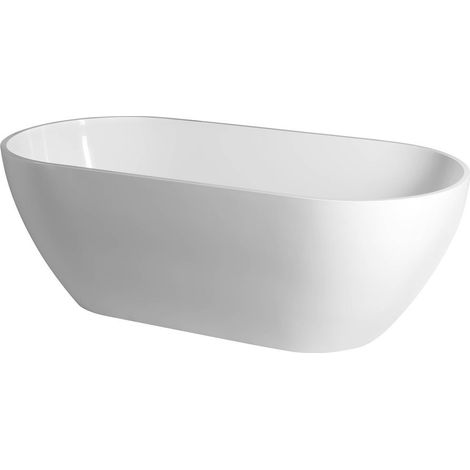 Baignoire autoportante en marbre coulé REDUTA 171x81x58cm, blanc (1/5)