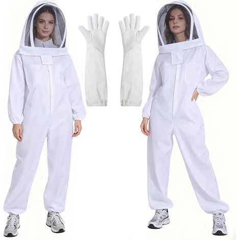 Combinaison apiculture intégrale mixte – Taille M (145-155 cm) – Voile rond, gants – Protection ruche (1/5)