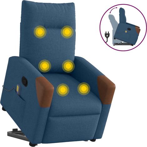 Massagesessel mit Aufstehhilfe Blau Stoff