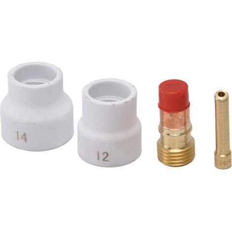 Kit de 4 lentilles à gaz TIG avec buses céramiques blanches, porte-électrodes biseautés pour postes WP 17, 18, 26 (1/5)
