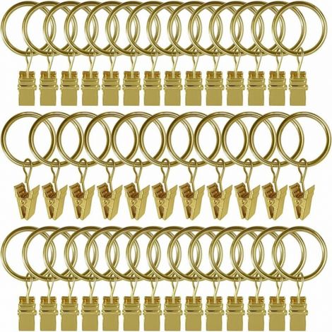 30 Pack Curtain Rings with Clip, Rustproof Stainless Steel Curtain Rings, Metal Curtain Hooks, Curtain Rod Ring for Shower Curtains and Window Curtains (1/4)