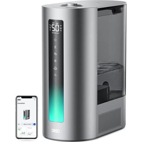 Dreo 6L umidificatore per camera da letto, intelligente per grandi ambienti, bruma calda/fredda, per piante e bambini, riempimento superiore, 60 ore autonomia, silenzioso, timer, Google/Alexa, HM713S (1/5)