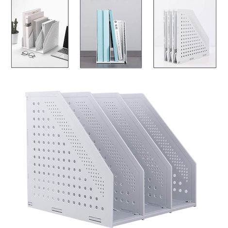 Porte-revues pliable / Organiseur de bureau pour le rangement et l'organisation au bureau, avec 3 compartiments verticaux (1/4)