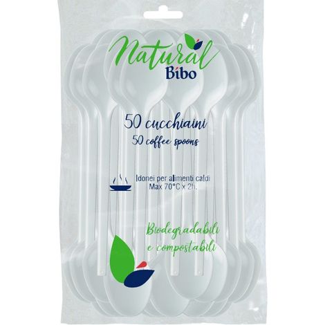 BIBO 50 CUCCHIAINI DA CAFFÈ IN BIOPLASTICA BIANCHI (1/4)