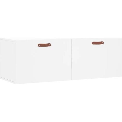 Armario de pared blanco práctico de 100 x 36,5 x 35 cm almacenamiento decorativo acabado liso en madera de ingeniería blanco 020048874 (1/5)
