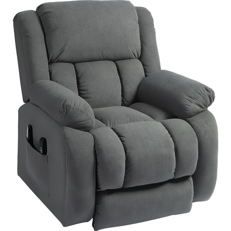 Fauteuil releveur électrique massage et chauffage avec repose-pied, dossier inclinable, télécommande et poche latérale (1/5)