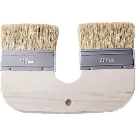 Pinceau à peinture à la chaux avec poils naturels - Pinceau double tête en forme de U de 10 cm de large, compatible avec les murs en briques et la peinture à la chaux de haute qualité. (1/5)