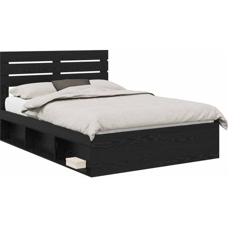 Maison Exclusive - Cadre de lit avec tête de lit Noir 160 x 200 cm Pin massif