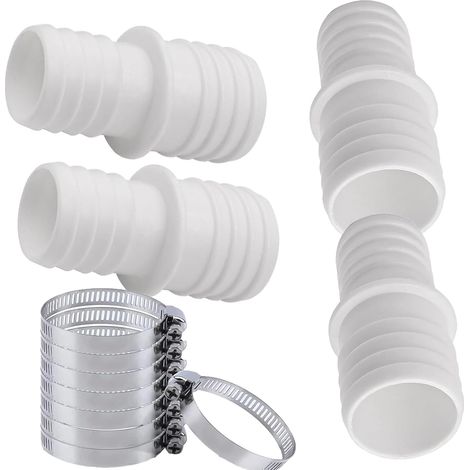 4 Pcs Raccords de Tuyau de 32 mm, Adaptateur Tuyau Piscine 32 a 38, Adaptateur Tuyau Arrosage, 8 Pcs Serrage universels en Acier Inoxydable, Adaptateurs de Tuyau - Double Embout de Tuyau (1/5)