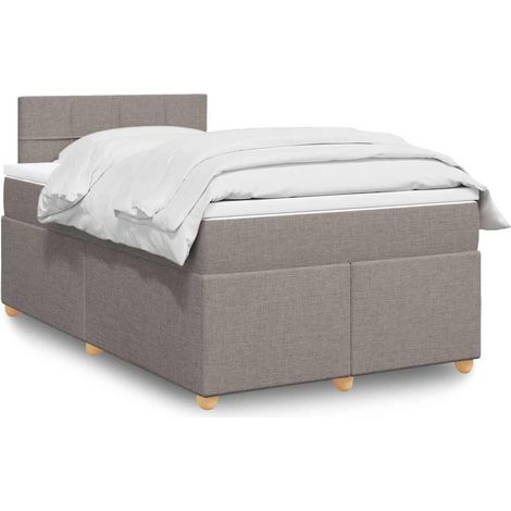 vidaXL Sommier à lattes de lit avec matelas taupe 120x190 cm tissu (1/5)