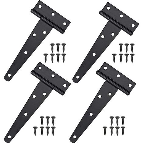 Dailygoods - Bisagras en forma de T de acero inoxidable negro - 4 piezas para puertas y vallas (1/5)