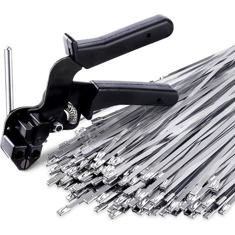 Ensemble d'outils pour serre-câbles, 1 pistolet à serre-câbles et 100 serre-câbles robustes pour tuyaux d'échappement de clôtures extérieures