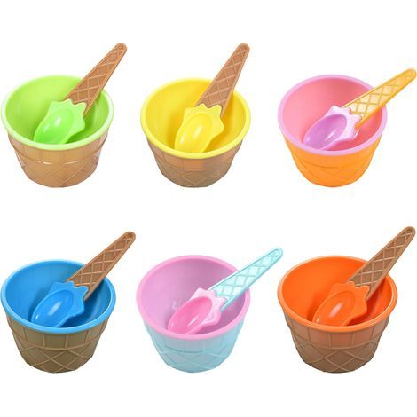 Eisbecher – PP-Schüssel und Löffel – Für hausgemachtes Eis, Joghurt und Desserts – 6-teiliges Set (1/5)
