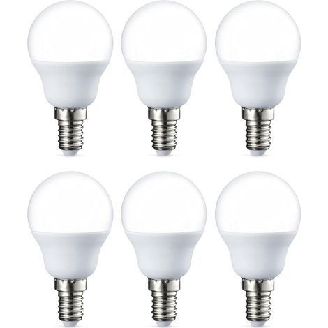 Lot de 6 petites ampoules LED rondes G45 Culot Edison à vis E14 5 W (équivalent 40 W) Blanc chaud Intensité non variable [Classe énergétique F]