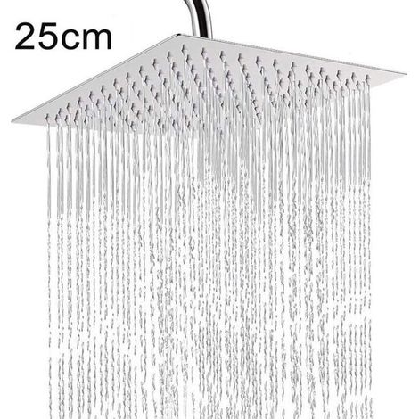 Square Shower Head 25x25cm Ultra-Thin High Pressure Adjustable Rain Shower Head (1/5)