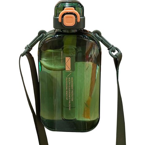 Gourde plate 750ml pour sport et bureau, grande capacité avec échelle graduée (1/4)