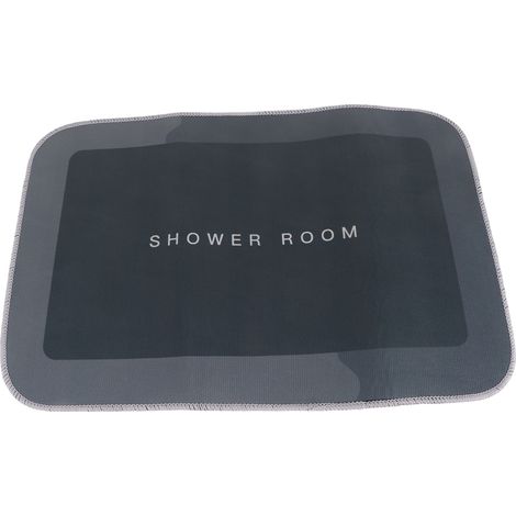 Tapis de Salle de Bain Moderne Absorbant, Séchage Rapide, Antidérapant pour Entrée, Gris Foncé Carré (1/5)