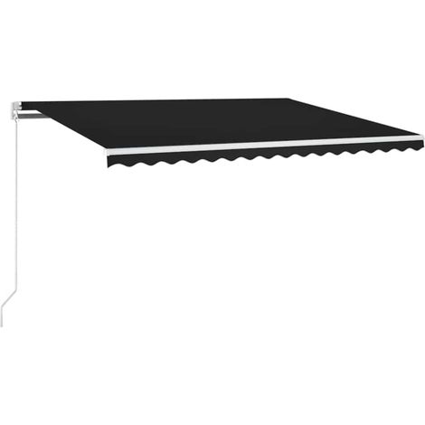 Auvent Marquise manuel rétractable avec LED, Store Banne pour Jardin Balcon Terrasse, 450x300 cm Anthracite OIB7435E (1/5)