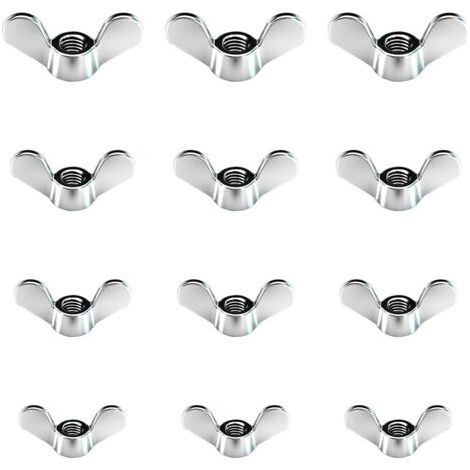 12 Pcs Ecrous Papillon en Zinc Brillant Ecrous à Oreilles en Taille M4 M5 M6 M8 Assortiment Boulons à Ailette pour Outils de Bricolage Boulon de Serrage Argent Pour Fixation (1/5)