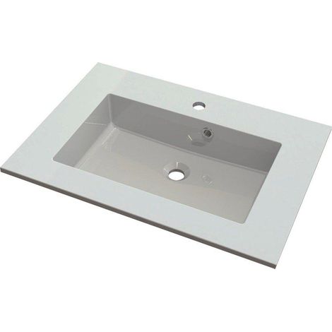 Nemo Spring Don plan-vasque en marbre reconstitué 700x500x15mm blanc