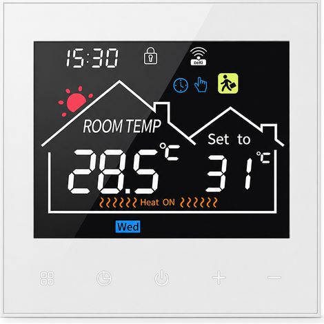Thermostat WiFi Tuya 3A pour Chauffage Central et Chaudière Murale, Blanc (1/5)