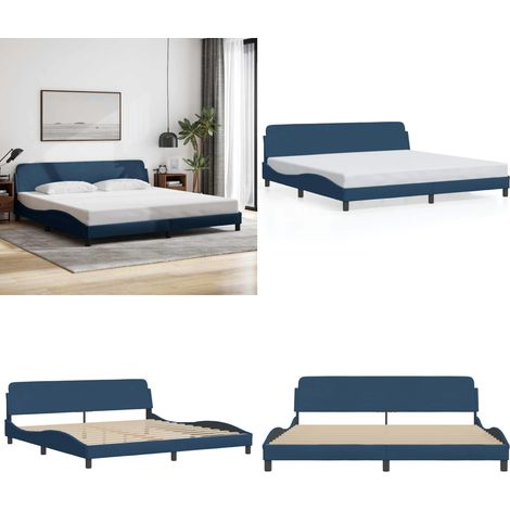 Bettgestell ohne Matratze Blau 200x200 cm Stoff - Bettsofa - Boxspringbetten - Doppelbett - Blau - Holzrahmen - Home & Living (1/5)