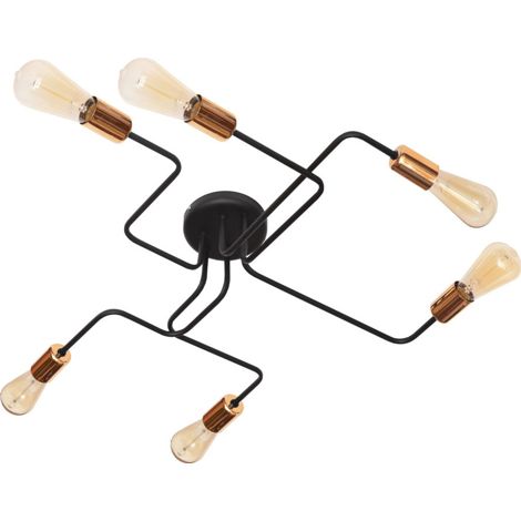 Helam TUBE Plafonnier semi-encastré à plusieurs bras noir, cuivre 75 cm