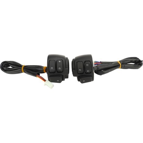 Paire d'interrupteurs de guidon moto 25mm 12V clignotants avertisseur feux de route/croisement pour motocyclettes (1/5)
