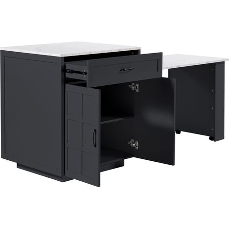 Mesa bar extensible con almacenamiento MDF negro 133-202x70x93,5 cm (1/5)