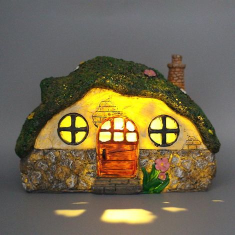 maison Translucide Dans Le Jardin - Lampe Solaire Pour Pelouse - Dcoration Intrieure Et Extrieure - Dcoration En Rsine Effet Bois (1/3)