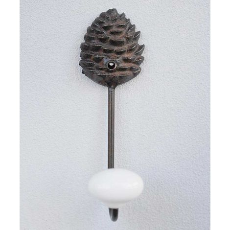Patère Crochet Métal Marron et Céramique Pomme de Pin (1/2)