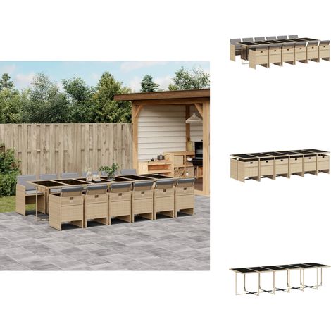 Ensemble à manger de jardin coussins 13 pcs mélange beige rotin - Salon De Jardin - Meuble De Jardin - Set De Table - Résine Tressée - Mobilier D'extérieur (1/5)