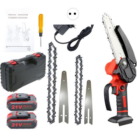 Mini Tronçonneuse à Batterie 6 Pouces 500W, Petite Tronconneuse Thermique Coupe Branche Electrique Scie Electrique Tronçonneuse Sans Fil Pour Jardin (1/2)