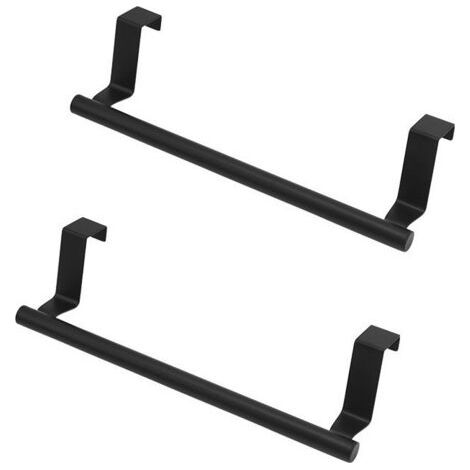 Porte-Serviettes en Fil d'acier, Support de Rangement pour Porte de Salle de Bain, Cintre à Chiffons sans Perforation, 24cm,noir,2 pièce (1/5)
