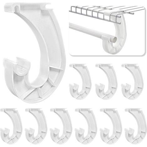 10er-Pack Kleiderstangenhalterungen, Kunststoffhalterungen, geeignet zum Aufhängen von Kleidung, 3/4 Zoll Kleiderstangenhalterungen, robuste J-Haken, geeignet zur Aufbewahrung von Kleiderschränken und